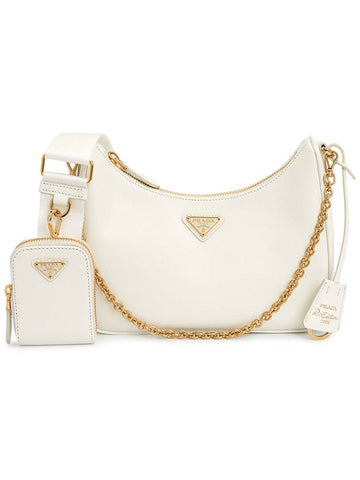 Re-Edition 2005 Saffiano Leather Shoulder Bag White - PRADA - BALAAN 1