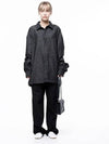 For Women W243SH02BK Oversized String Denim Shirt Black Indigo - CHANCE'S NOI - BALAAN 5