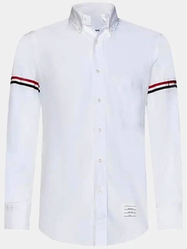 Men's Poplin Grosgrain Armband Classic Long Sleeve Shirt White - THOM BROWNE - BALAAN 2