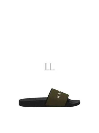 Logo Jacquard Rubber Slippers Military Green - MARNI - BALAAN 2