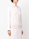 Gingham Silk Jacquard 4 Bar Polo Sleeveless Cardigan Pink - THOM BROWNE - BALAAN 5