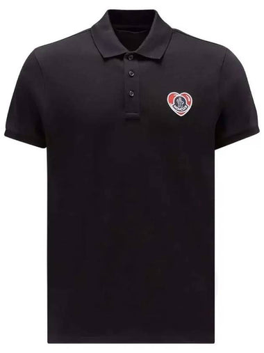 Logo Patch Polo Shirt Black - MONCLER - BALAAN 1