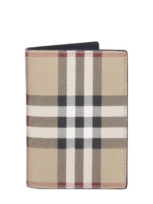 Vintage Check Leather Bifold Card Holder Beige - BURBERRY - BALAAN.