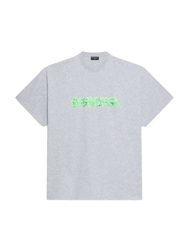 1 Men s Slime Logo Oversized Short Sleeve T Shirt Gray - BALENCIAGA - BALAAN 1