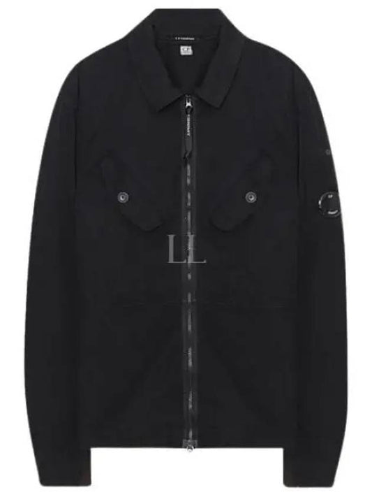 Men's Lens Wappen Two Pocket Zip Up Shirt Jacket Black - CP COMPANY - BALAAN 2