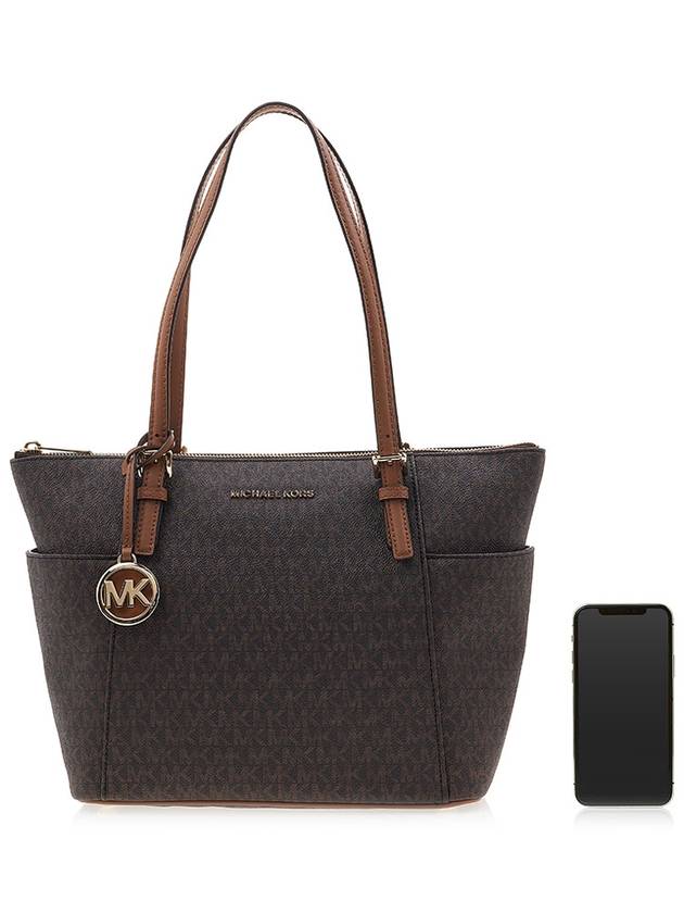 Jet Set Signature Logo Pendant Tote Bag Dark Brown - MICHAEL KORS - BALAAN 7