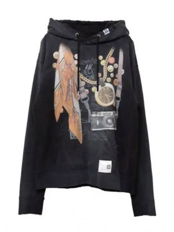 A10HD621 Black Graphic Print Hoodie - MIHARA YASUHIRO - BALAAN 1