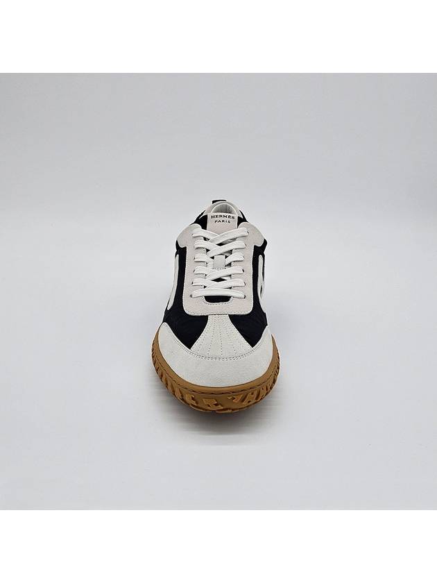 Jet Technical Canvas Suede Goatskin Low Top Sneakers Black White - HERMES - BALAAN 7