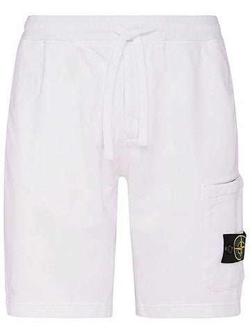 Waffen Patch  Fleece Bermuda Shorts White - STONE ISLAND - BALAAN 1