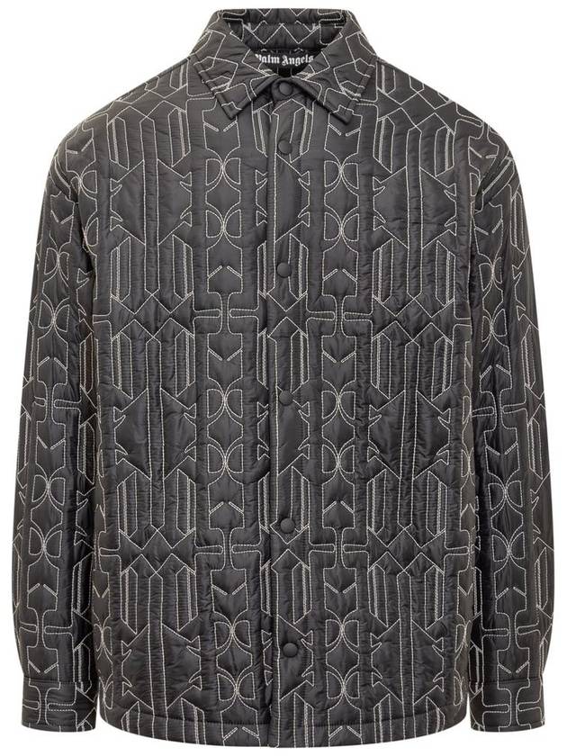 Monogram Quilted Overshirt Gray PMEA251E23FAB0011103 - PALM ANGELS - BALAAN 2