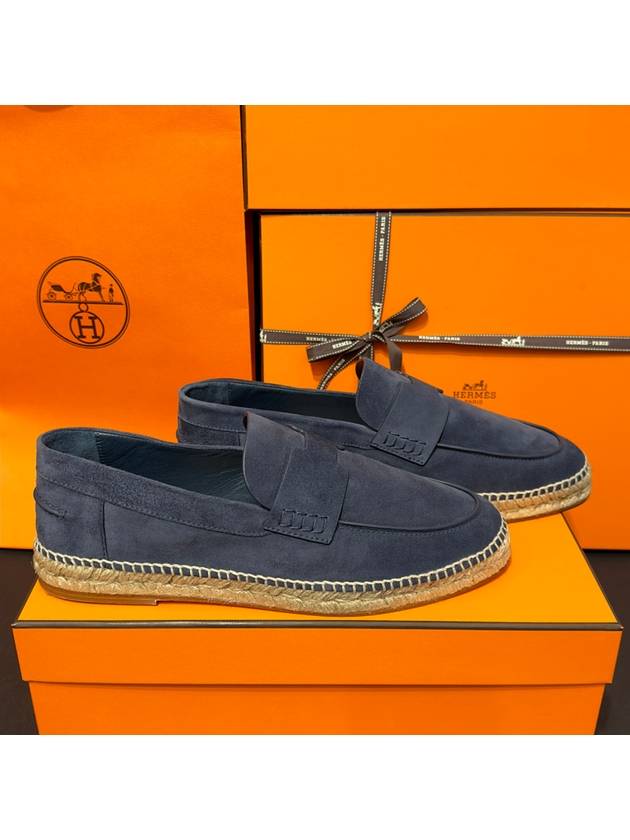 Men's loafers suede goatskin trip espadrille navy - HERMES - BALAAN 3