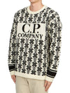 Intarsia Logo Virgin Wool Knit Top White - CP COMPANY - BALAAN 3