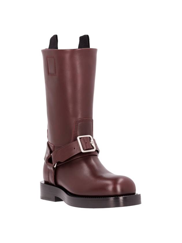 Saddle Leather Middle Boots Aubergine - BURBERRY - BALAAN 3