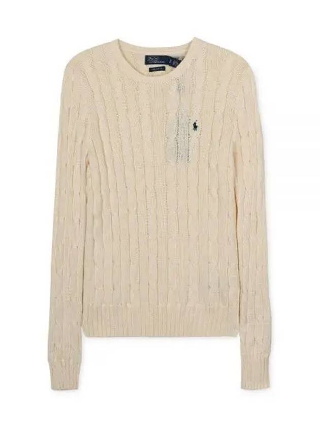 Embroidered Logo Pony Cable Knit Top Cream - POLO RALPH LAUREN - BALAAN 2