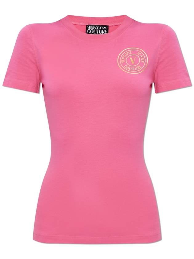 Versace Jeans Couture T-shirt With Printed Logo, Women's, Pink - VERSACE - BALAAN 1