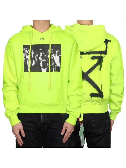 Men's Logo Print Cotton Hoodie Green - OFF WHITE - BALAAN 2