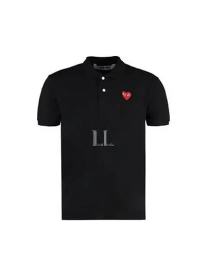 Heart Wappen Short Sleeve Polo Shirt Black - COMME DES GARCONS PLAY - BALAAN 2