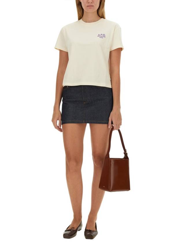 Boxy Rue Madame Short Sleeve T-Shirt Ivory - A.P.C. - BALAAN 3