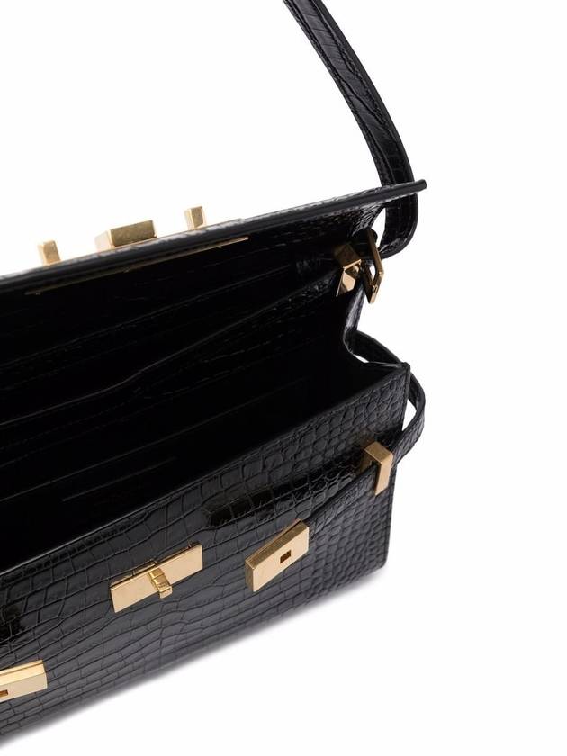 Manhattan Crocodile Small Shoulder Bag Black - SAINT LAURENT - BALAAN 6