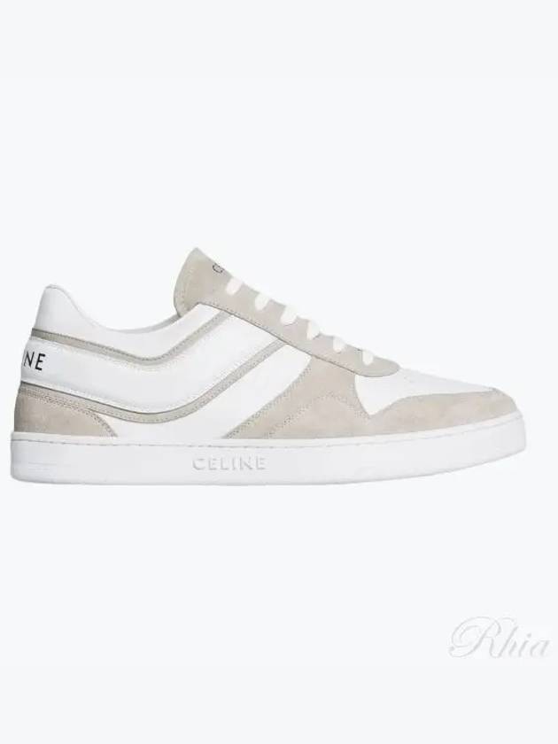 Velvet trainer calfskin low top sneakers light beige - CELINE - BALAAN 2