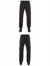 Men's Compass Patch Light Stretch Cotton Canvas Track Pants Black - STONE ISLAND - BALAAN 5