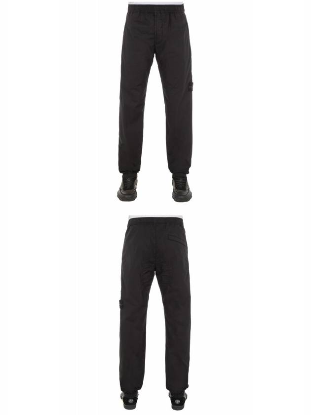 Men's Compass Patch Light Stretch Cotton Canvas Track Pants Black - STONE ISLAND - BALAAN 5