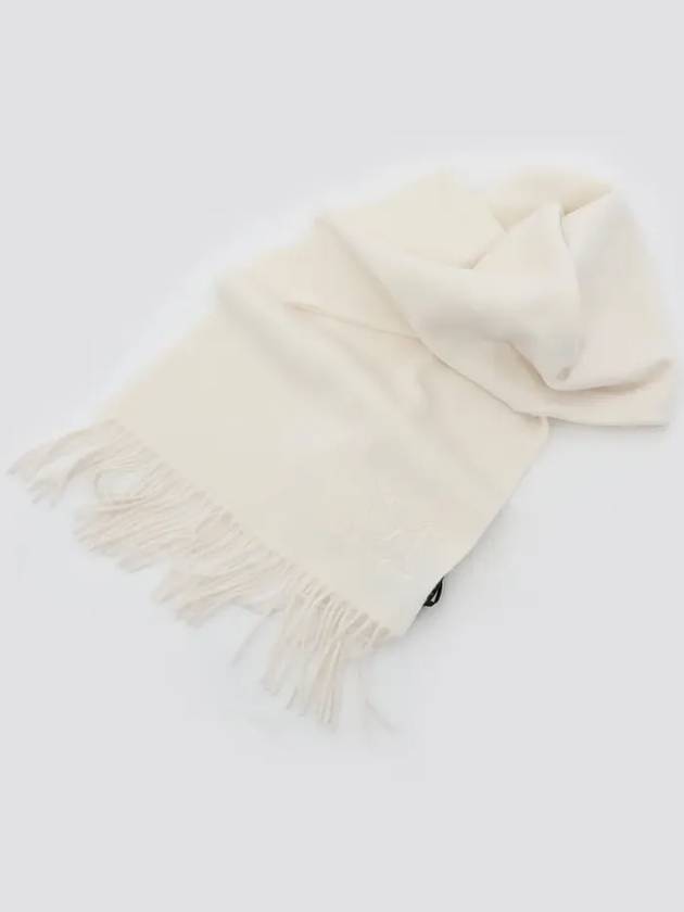 Embroidered Logo Cashmere Muffler Ivory - MAX MARA - BALAAN 4