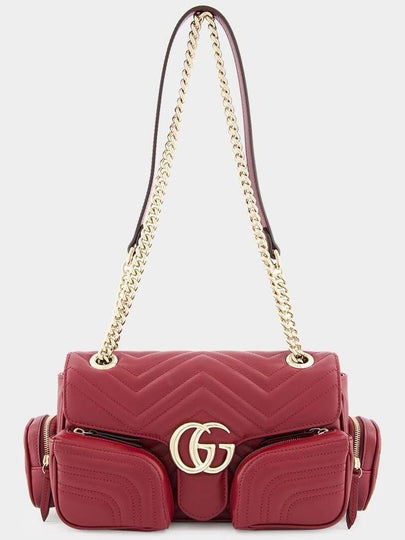 GG Marmont Small Multi-Pocket Leather Shoulder Bag Red - GUCCI - BALAAN 2