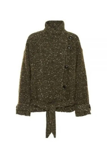 Women s JANETTE High Neck Wool Blend Short Coat Khaki MA1218 22A010E - ISABEL MARANT - BALAAN 1