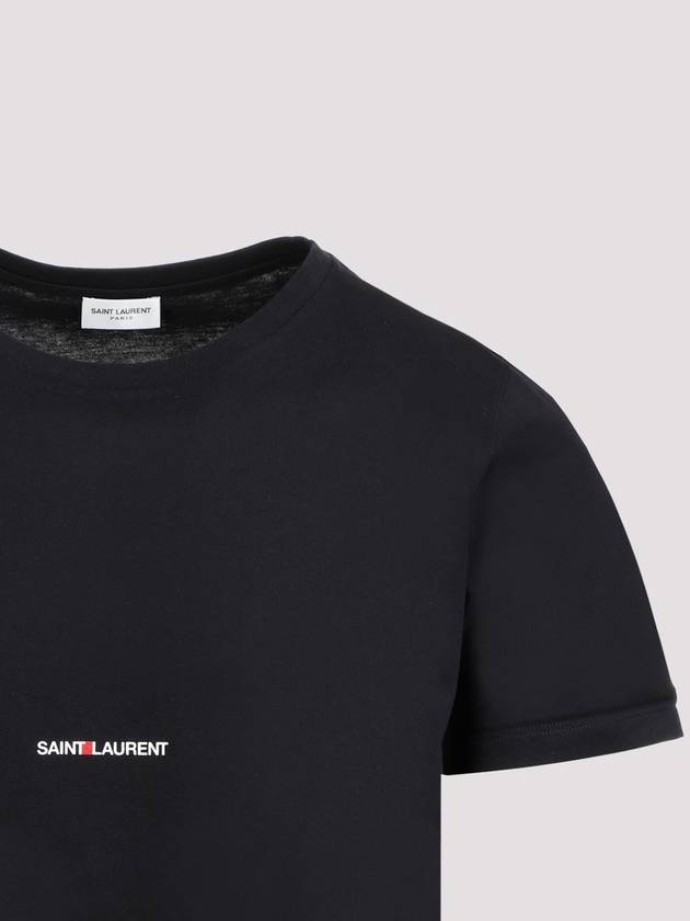 Men's Small Logo Short Sleeve T-Shirt Black - SAINT LAURENT - BALAAN 4