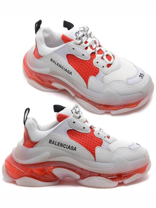 Triple S Clear Sole Low Top Sneakers Red White - BALENCIAGA - BALAAN 2