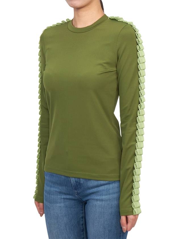 Pleated Trim Long Sleeve T-Shirt Green - JW ANDERSON - BALAAN 5