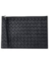 Intrecciato Strap Large Clutch Bag Black - BOTTEGA VENETA - BALAAN 2