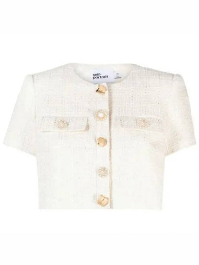 Women's Boucle Cropped Shirt Cream - SELF PORTRAIT - BALAAN 2