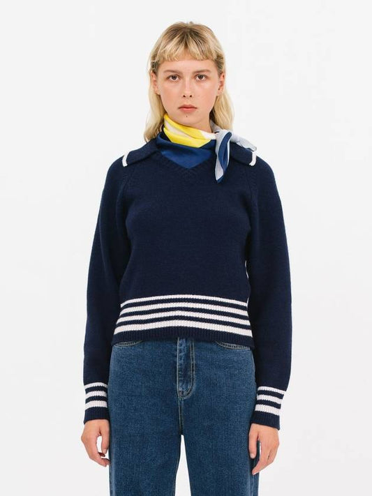 open collar stripe knitnavy - JUN BY JUN K - BALAAN 2