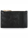 Intrecciato Zipper Leather Card Wallet Black - BOTTEGA VENETA - BALAAN 2