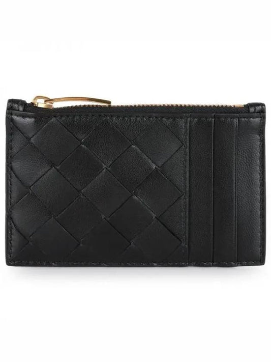 Intrecciato Zipper Leather Card Wallet Black - BOTTEGA VENETA - BALAAN 2