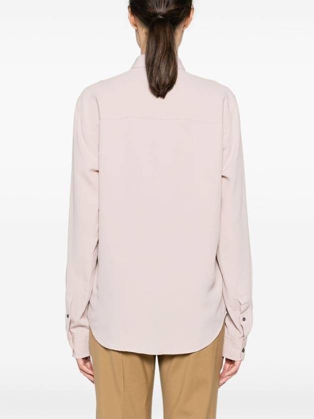 Button Silk Blend Long Sleeve Shirt Powder Pink - AMI - BALAAN 5