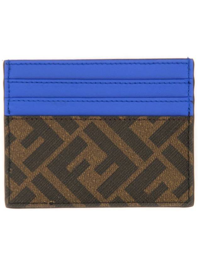 Diagonal FF Canvas Leather Card Wallet Blue - FENDI - BALAAN 4