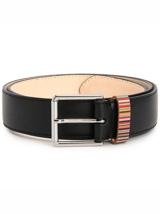 Signature Striped Leather Belt Black - PAUL SMITH - BALAAN 2