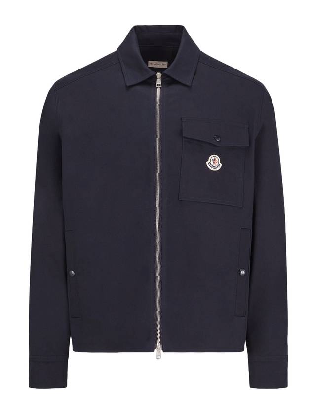 Cotton Gabardine Zip-Up Jacket Navy - MONCLER - BALAAN 1