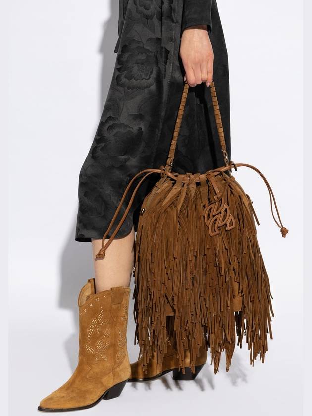 Casadei Suede Bucket Bag With Fringes, Women's, Brown - CASADEI - BALAAN 2