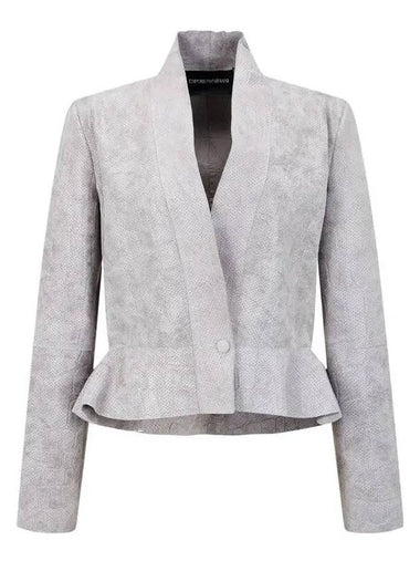 Women s Embossed Leather Peplum Jacket Gray 271051 - EMPORIO ARMANI - BALAAN 1