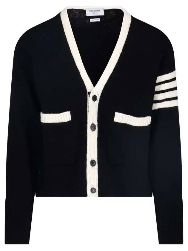 4S Wool Cardigan Black - THOM BROWNE - BALAAN 3