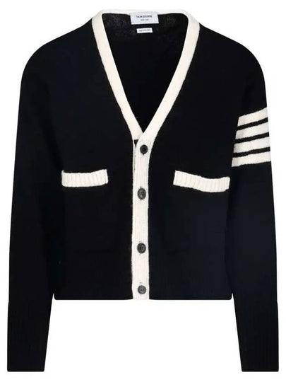 4S Wool Cardigan Black - THOM BROWNE - BALAAN 2