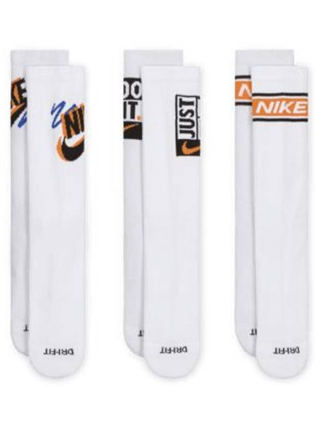 Everyday Plus Crew Socks 3 Pairs White - NIKE - BALAAN 3