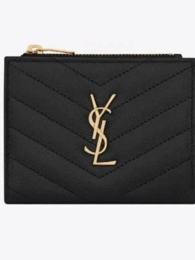 Cassandre Matelasse Grain De Poudre Embossed Leather Half Wallet Black - SAINT LAURENT - BALAAN 2