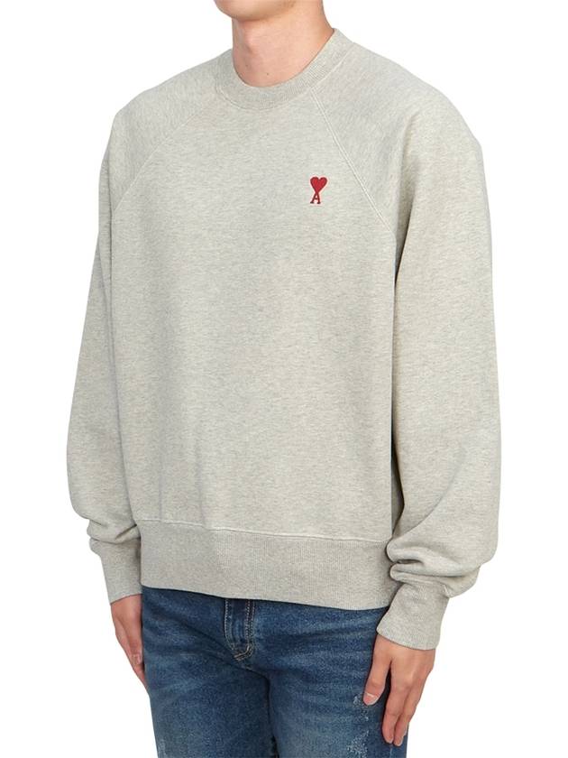 Cotton Heart Logo Sweatshirt Grey - AMI - BALAAN 3