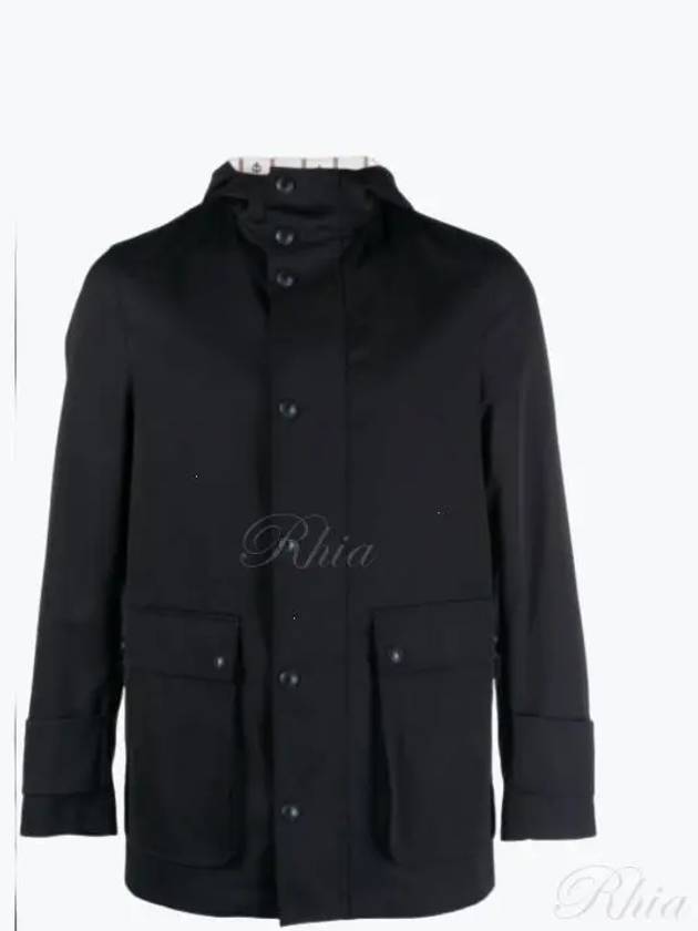 Nylon Tech Snap Front Rain Parka Navy - THOM BROWNE - BALAAN 2