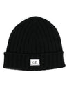 Logo Patch Wool Beanie Black - CP COMPANY - BALAAN 1